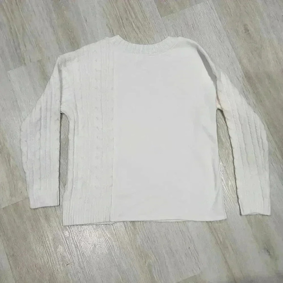 Time and Tru Women's Cable Knit Long Sleeve Pullover Sweater White Size Small - Picture 6 of 8